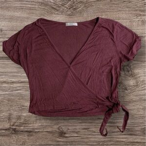 Women's Wrap Top in Burgundy